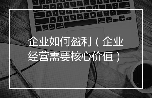 企业如何盈利（企业经营需要核心价值）