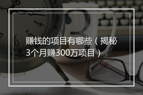 赚钱的项目有哪些（揭秘3个月赚300万项目）