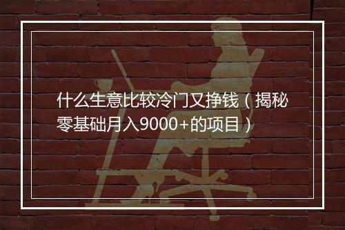 什么生意比较冷门又挣钱（揭秘零基础月入9000+的项目）