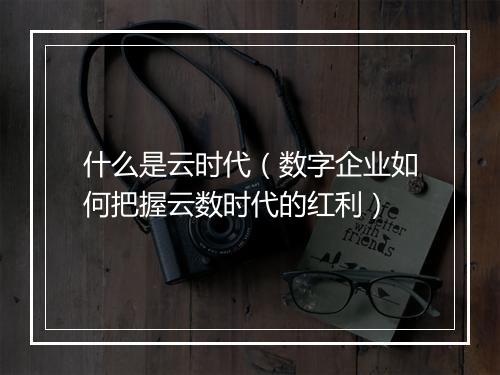 什么是云时代（数字企业如何把握云数时代的红利）