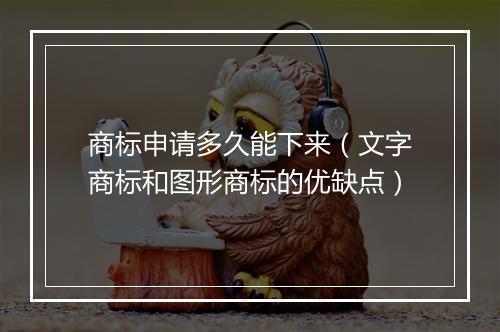 商标申请多久能下来（文字商标和图形商标的优缺点）