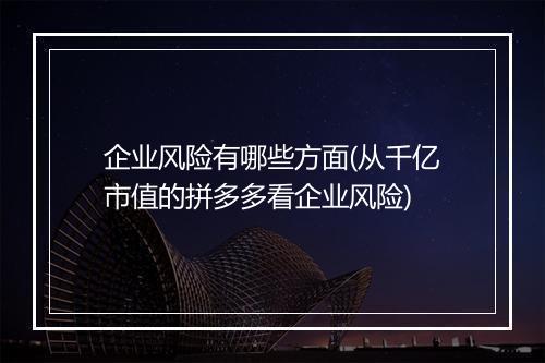 企业风险有哪些方面(从千亿市值的拼多多看企业风险)