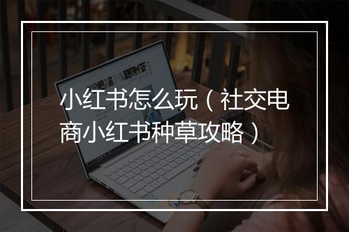 小红书怎么玩（社交电商小红书种草攻略）