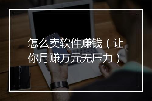 怎么卖软件赚钱（让你月赚万元无压力）