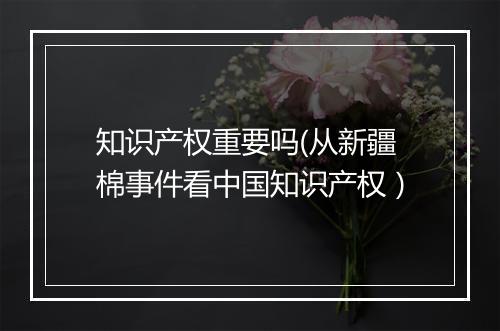 知识产权重要吗(从新疆棉事件看中国知识产权）