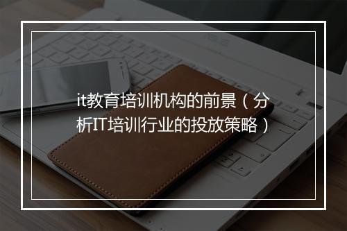 it教育培训机构的前景（分析IT培训行业的投放策略）