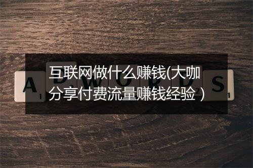 互联网做什么赚钱(大咖分享付费流量赚钱经验）
