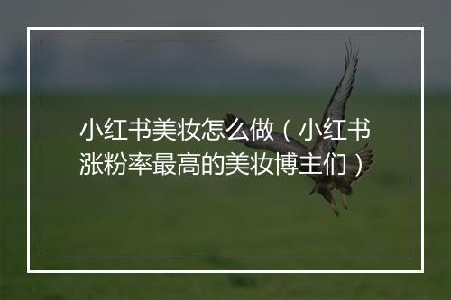 小红书美妆怎么做（小红书涨粉率最高的美妆博主们）