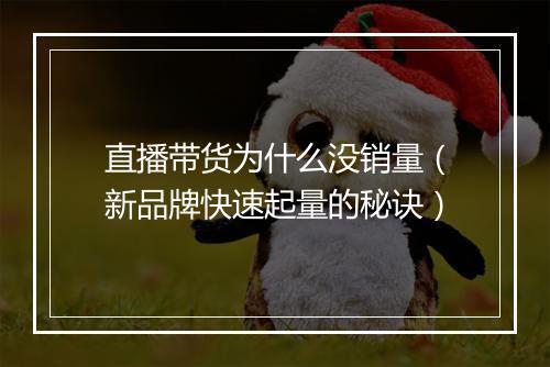 直播带货为什么没销量（新品牌快速起量的秘诀）