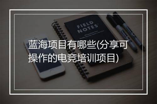 蓝海项目有哪些(分享可操作的电竞培训项目)