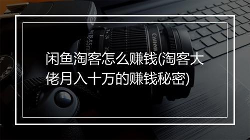 闲鱼淘客怎么赚钱(淘客大佬月入十万的赚钱秘密)