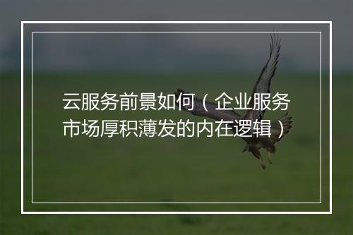 云服务前景如何（企业服务市场厚积薄发的内在逻辑）