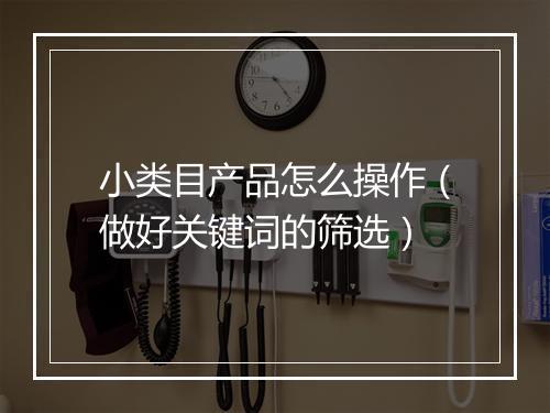 小类目产品怎么操作（做好关键词的筛选）