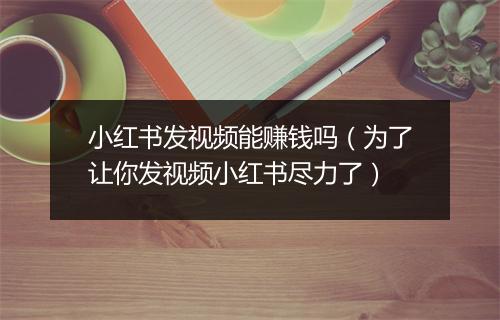 小红书发视频能赚钱吗（为了让你发视频小红书尽力了）