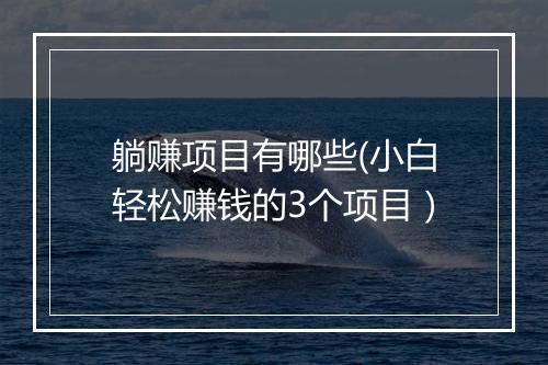 躺赚项目有哪些(小白轻松赚钱的3个项目）
