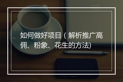 如何做好项目（解析推广高佣、粉象、花生的方法)