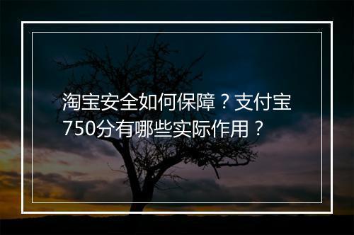 淘宝安全如何保障？支付宝750分有哪些实际作用？