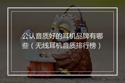 公认音质好的耳机品牌有哪些（无线耳机音质排行榜）