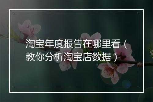 淘宝年度报告在哪里看（教你分析淘宝店数据）