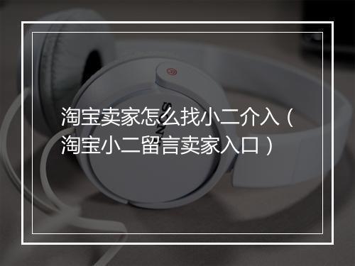 淘宝卖家怎么找小二介入（淘宝小二留言卖家入口）