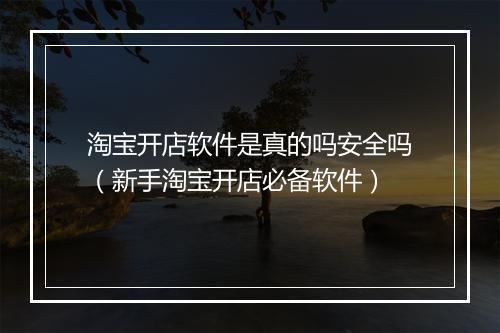 淘宝开店软件是真的吗安全吗（新手淘宝开店必备软件）