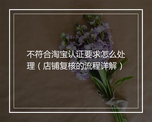 不符合淘宝认证要求怎么处理（店铺复核的流程详解）