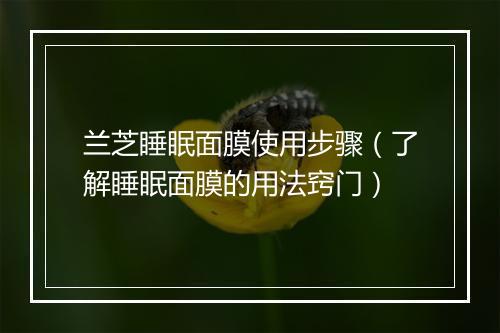 兰芝睡眠面膜使用步骤（了解睡眠面膜的用法窍门）