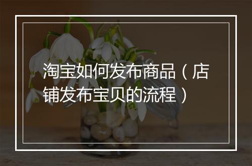 淘宝如何发布商品（店铺发布宝贝的流程）