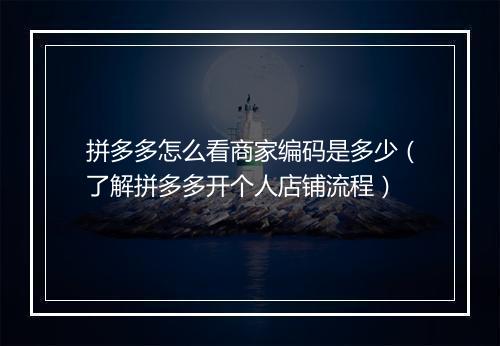 拼多多怎么看商家编码是多少（了解拼多多开个人店铺流程）