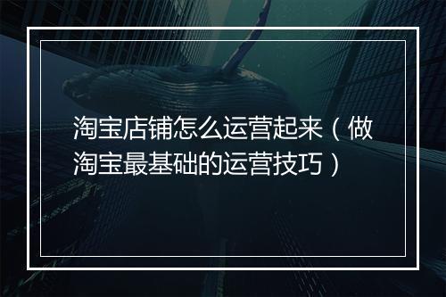 淘宝店铺怎么运营起来（做淘宝最基础的运营技巧）