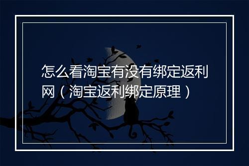 怎么看淘宝有没有绑定返利网（淘宝返利绑定原理）