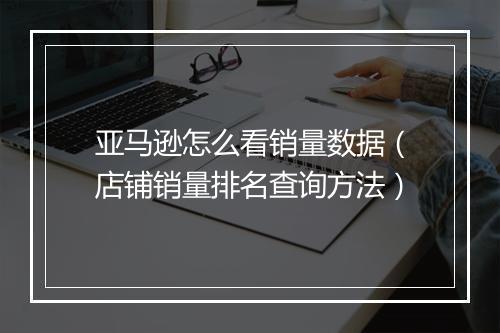 亚马逊怎么看销量数据（店铺销量排名查询方法）