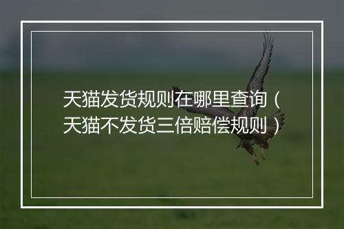 天猫发货规则在哪里查询（天猫不发货三倍赔偿规则）