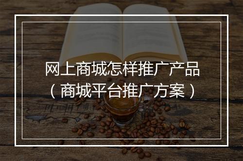 网上商城怎样推广产品（商城平台推广方案）