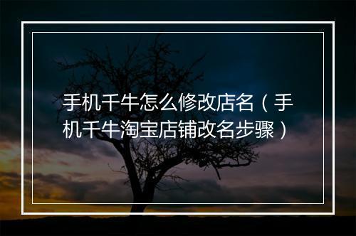 手机千牛怎么修改店名（手机千牛淘宝店铺改名步骤）