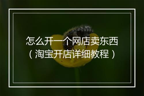 怎么开一个网店卖东西（淘宝开店详细教程）