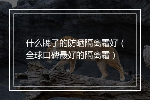 什么牌子的防晒隔离霜好（全球口碑最好的隔离霜）