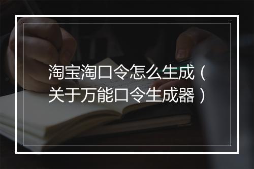 淘宝淘口令怎么生成（关于万能口令生成器）