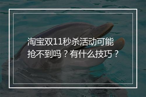 淘宝双11秒杀活动可能抢不到吗？有什么技巧？