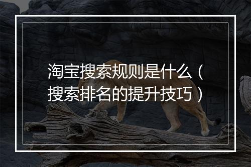 淘宝搜索规则是什么（搜索排名的提升技巧）