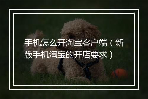 手机怎么开淘宝客户端（新版手机淘宝的开店要求）