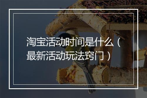 淘宝活动时间是什么（最新活动玩法窍门）
