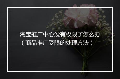 淘宝推广中心没有权限了怎么办（商品推广受限的处理方法）
