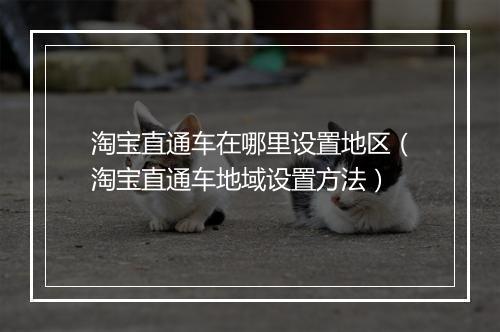 淘宝直通车在哪里设置地区（淘宝直通车地域设置方法）