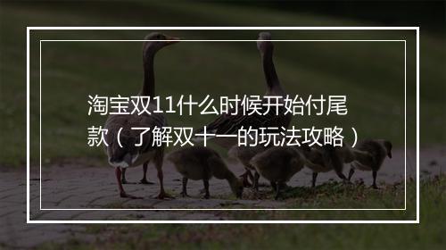 淘宝双11什么时候开始付尾款（了解双十一的玩法攻略）