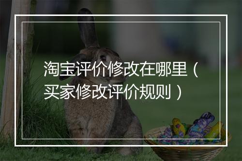 淘宝评价修改在哪里（买家修改评价规则）