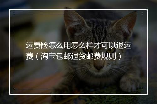 运费险怎么用怎么样才可以退运费（淘宝包邮退货邮费规则）
