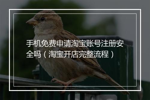 手机免费申请淘宝账号注册安全吗（淘宝开店完整流程）