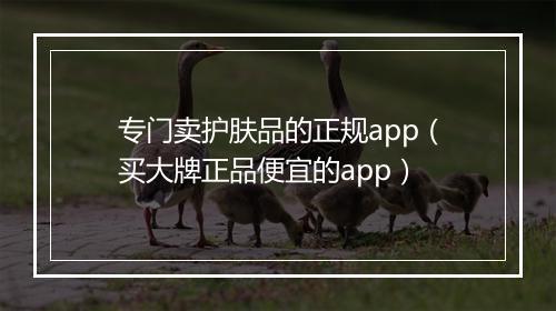 专门卖护肤品的正规app（买大牌正品便宜的app）