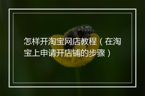 怎样开淘宝网店教程（在淘宝上申请开店铺的步骤）